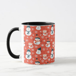 Cute Snögubbe Snowflake Seamless Mönster jul Mugg