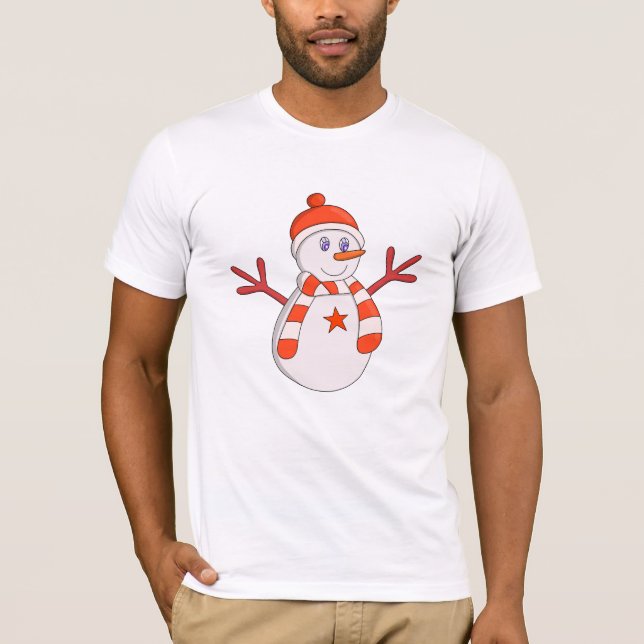 Cute Snögubbe Star T Shirt (Framsida)