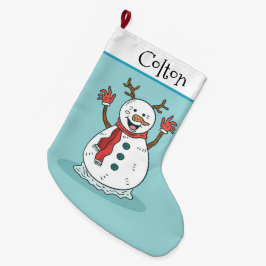 Cute Snögubbe Stor Julstrumpa