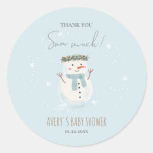 Cute Snögubbe Tack Snö är mycket liten Runt Klistermärke