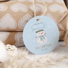 Cute Snögubbe Tack Snö Mycket Gåvor Etiketter