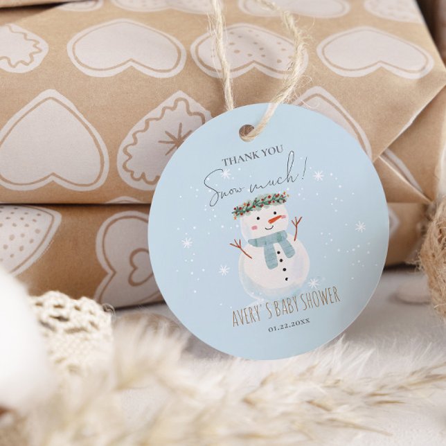 Cute Snögubbe Tack Snö Mycket Gåvor Etiketter (Skapare uppladdad)