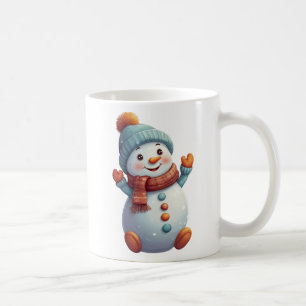 Cute Snögubbe Teal Orange Winter Coffee Mugg