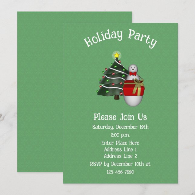 Cute Snögubbe Träd Nuvarande jul-Helgdag Inbjudningar (Fram/baksida)