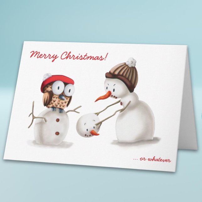Cute Snögubbe Uggla-jultomten Helgkort (Skapare uppladdad)