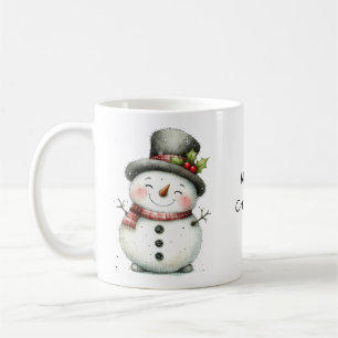 Cute Snögubbe under Top hat Kaffemugg
