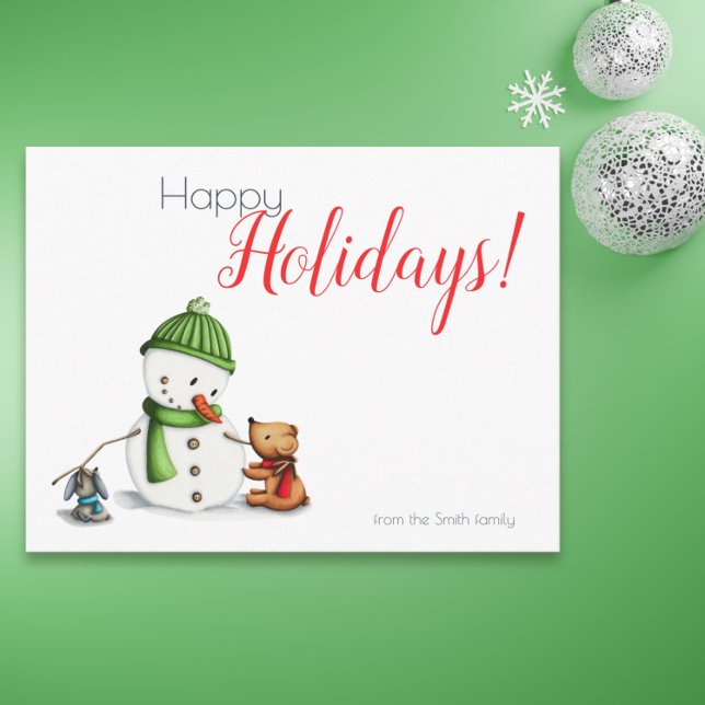 Cute Snögubbe vinterjul, Helgdag Vykort (Cute snowman holidays postcard)