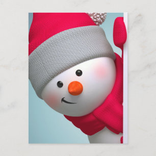 Cute Snögubbe Vykort