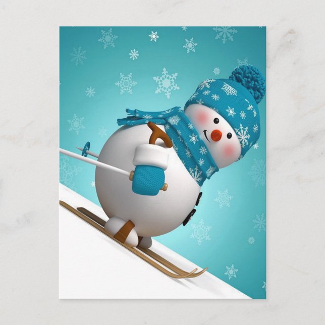 Cute Snögubbe Vykort (Framsida)