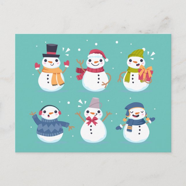Cute Snögubbe-vykort för Julafton Vykort (Framsida)