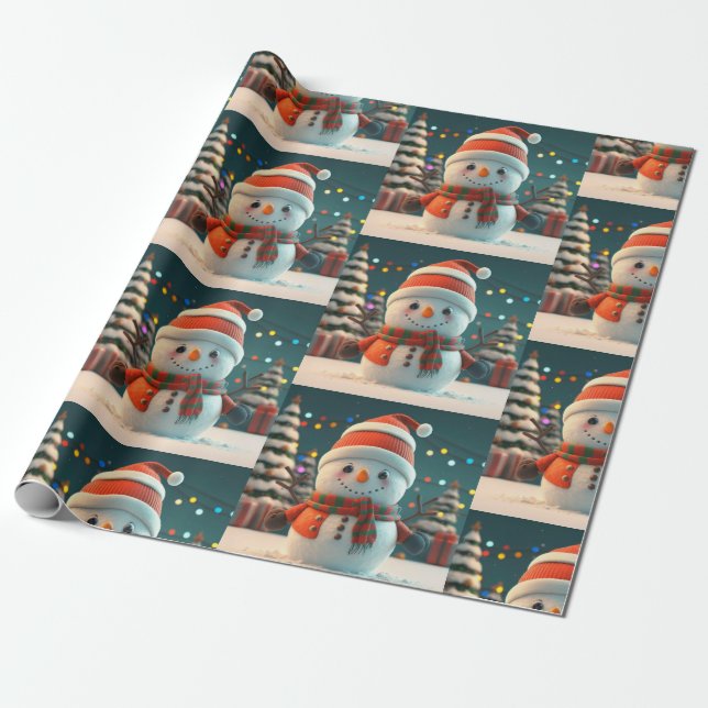 CUTE SNÖGUBBE WRAPPING PAPPER PRESENTPAPPER (Utrullad)