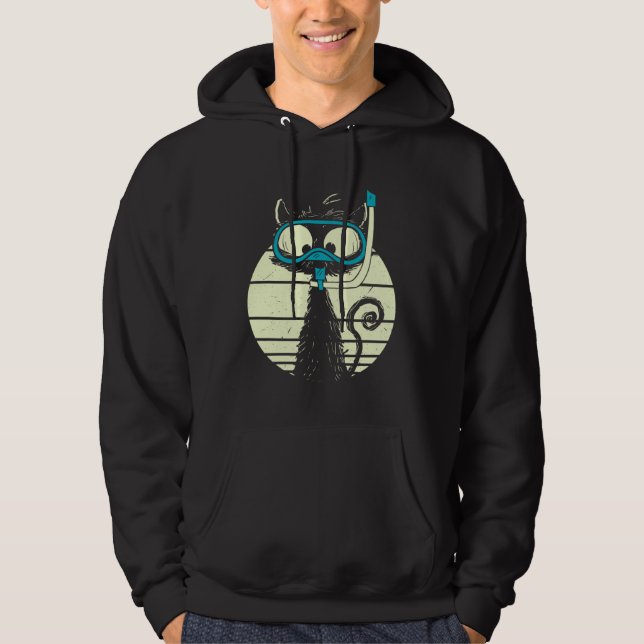 Cute Snorkel Cat Diver Cat Diving Goggles Hoodie (Framsida)