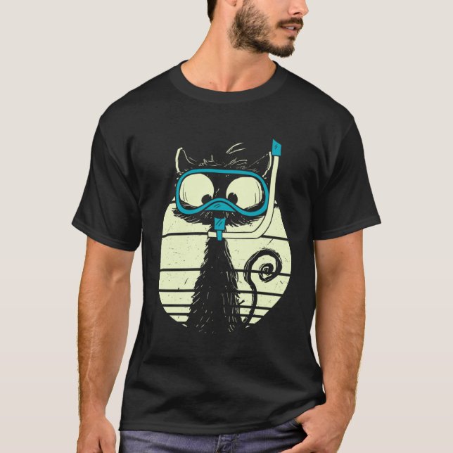 Cute Snorkel Cat Diver Cat Diving Goggles T Shirt (Framsida)