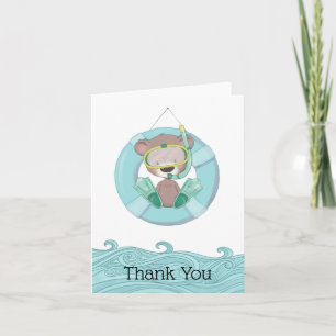 Cute Snorkeling Nalle Blue-Tack Tack Kort