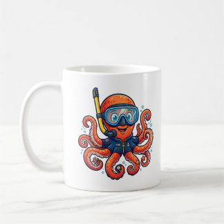 Cute Snorkeling Octopus - Ocean Explorer Kaffemugg