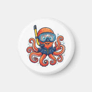Cute Snorkeling Octopus - Ocean Explorer Magnet