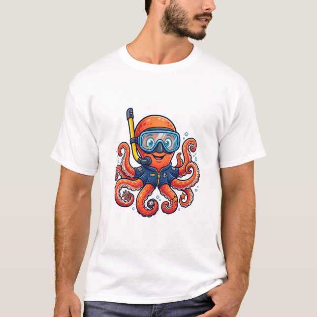 Cute Snorkeling Octopus - Ocean Explorer T Shirt (Framsida)