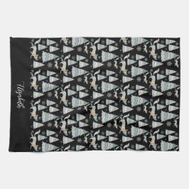 Cute snöskog och charmerande rävar kökshandduk