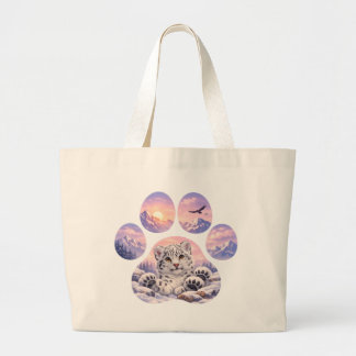 Cute Snow Leopard Paw Mountain Design Jumbo Tygkasse
