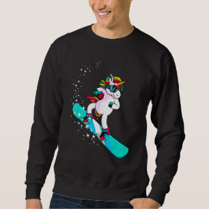 Cute Snowboard Unicorn Women Snowboar Lång Ärmad Tröja