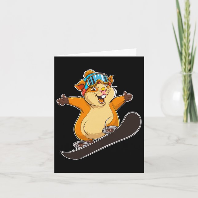 Cute Snowboarding Hamster med Goggles Kort (Framsida)
