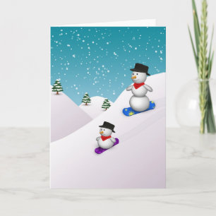 Cute Snowboarding-Snögubbar Helgkort