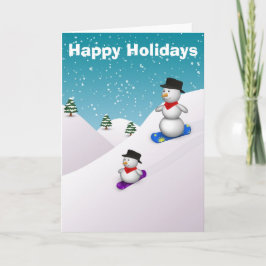 Cute Snowboarding-Snögubbar Helgkort