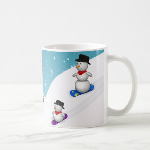 Cute Snowboarding-Snögubbar Kaffemugg