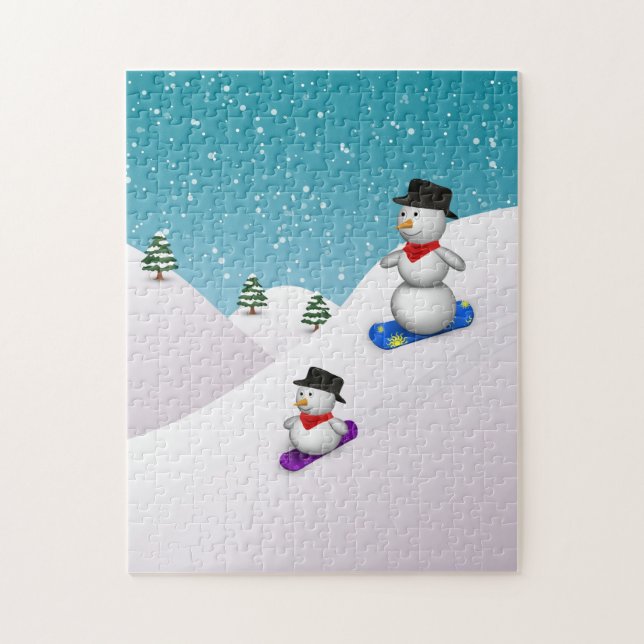 Cute Snowboarding-Snögubbar Pussel (Vertikal)