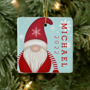 Cute Snowflake jul Gnome Ceramic Ornamic Julgransprydnad Keramik