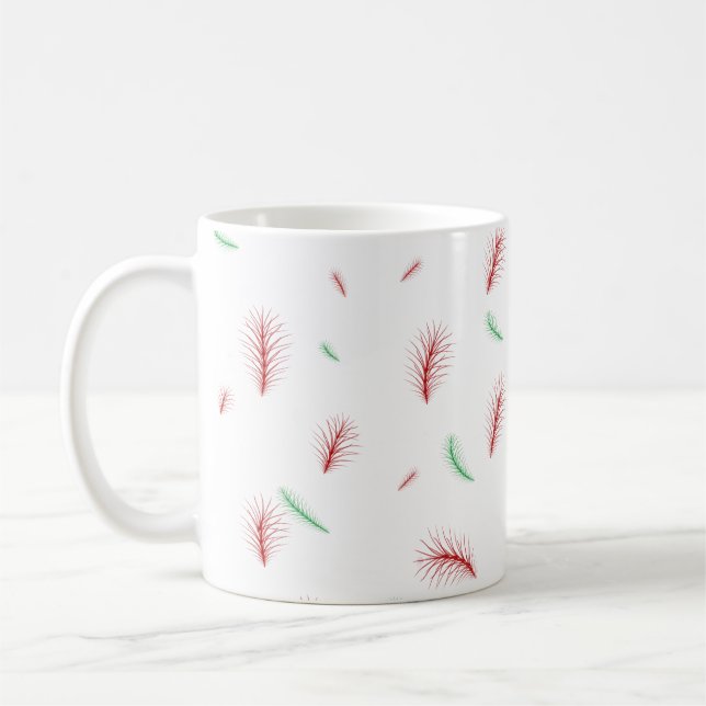 Cute Snowflake Wand Julafton träd Red Grönt mönste Kaffemugg (Vänster)