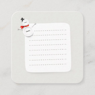 Cute Snowman Button Design Holiday Enclosure Card Tilläggskort