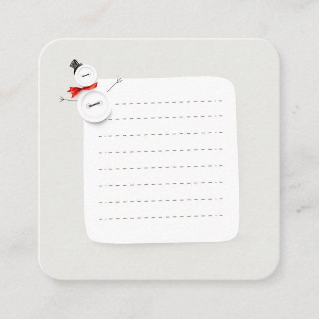 Cute Snowman Button Design Holiday Enclosure Card Tilläggskort (Framsida)