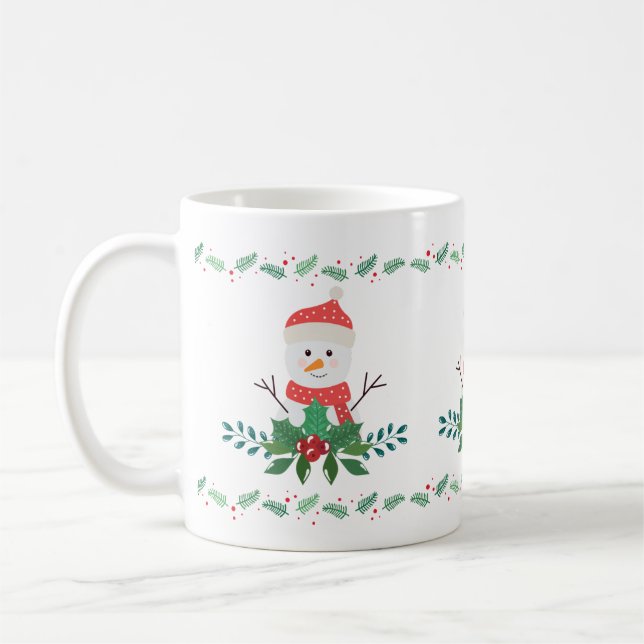 Cute Snowman Christmas | Festive Holiday Kaffemugg (Vänster)