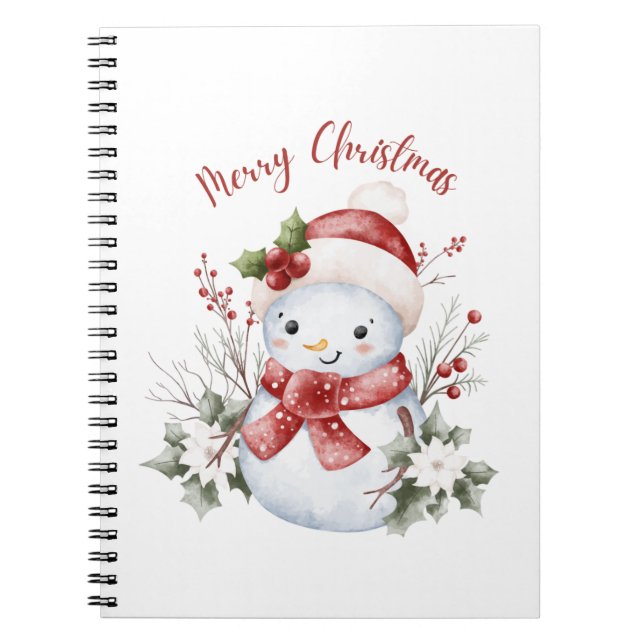 Cute Snowman Christmas Spiral Photo Notebook Anteckningsbok (Framsidan)