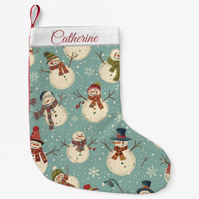 Cute Snowman Christmas Stocking Liten Julstrumpa (Framsidan)