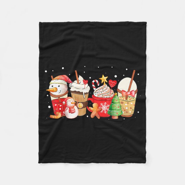 Cute Snowman Coffee Lover Latte Gingerbread Funny  Fleecefilt (Framsidan)