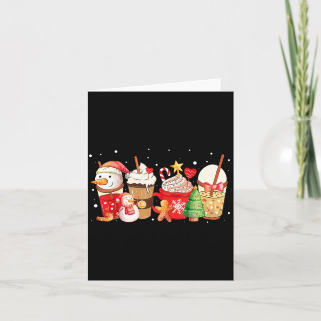 Cute Snowman Coffee Lover Latte Gingerbread Funny  Kort (Framsida)