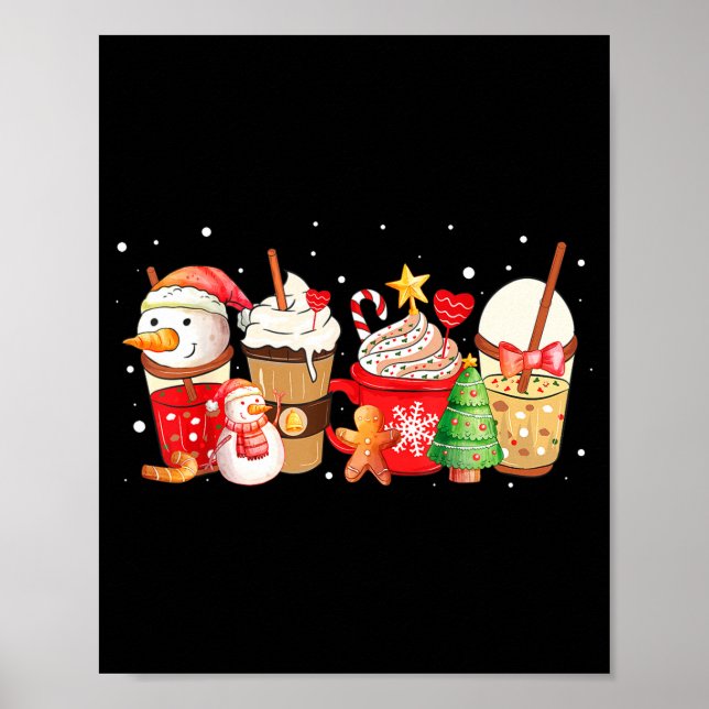 Cute Snowman Coffee Lover Latte Gingerbread Funny  Poster (Framsidan)