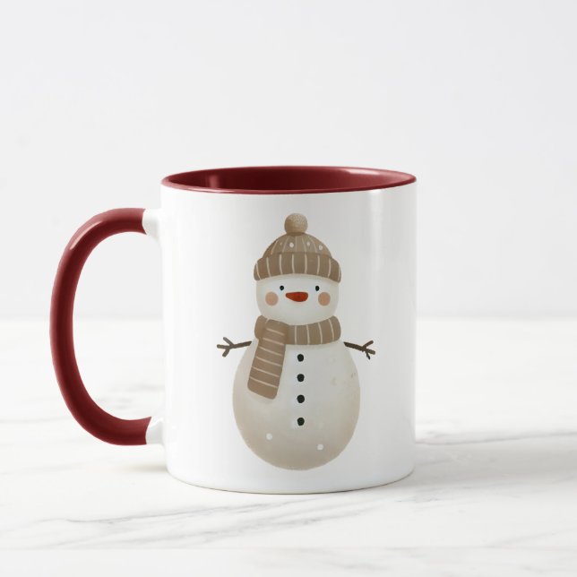 Cute Snowman Drawing Christmas Mugg (Vänster)