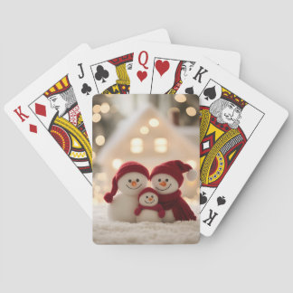 Cute Snowman Family Winter Christmas Casinokort
