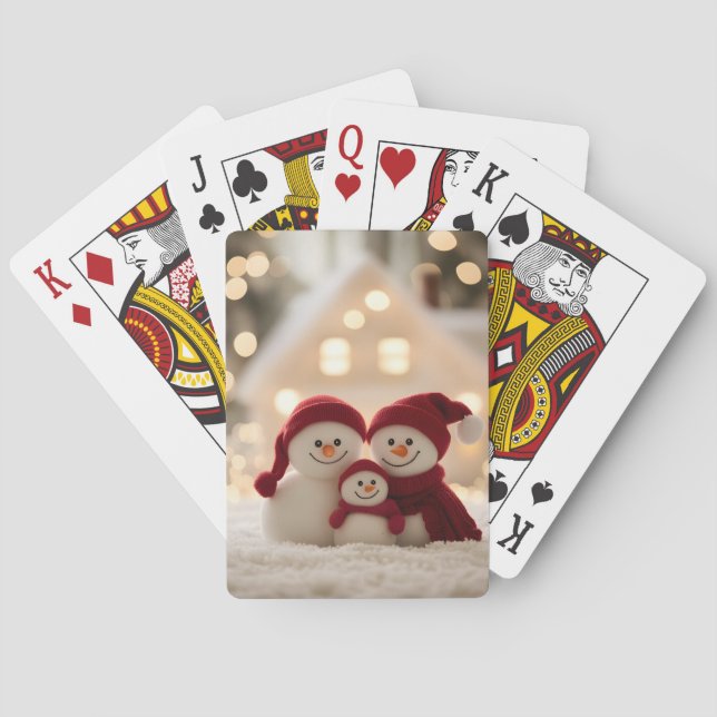 Cute Snowman Family Winter Christmas Casinokort (Baksidan)