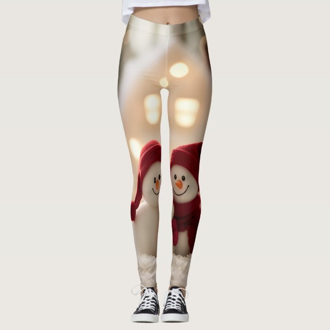 Cute Snowman Family Winter Christmas Leggings (Framsida)