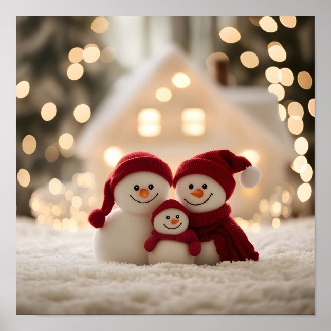 Cute Snowman Family Winter Christmas Poster (Framsidan)