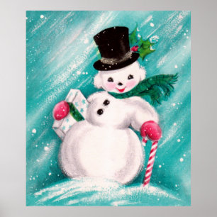 Cute Snowman Girl Poster