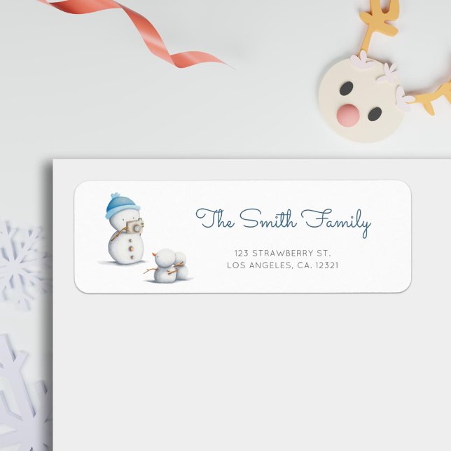 Cute Snowman Photography Return Address Returadress Etikett (Skapare uppladdad)