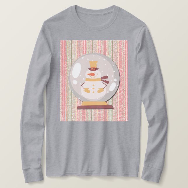 Cute Snowman Snow Globe Art on T-Shirt (Design framsida)