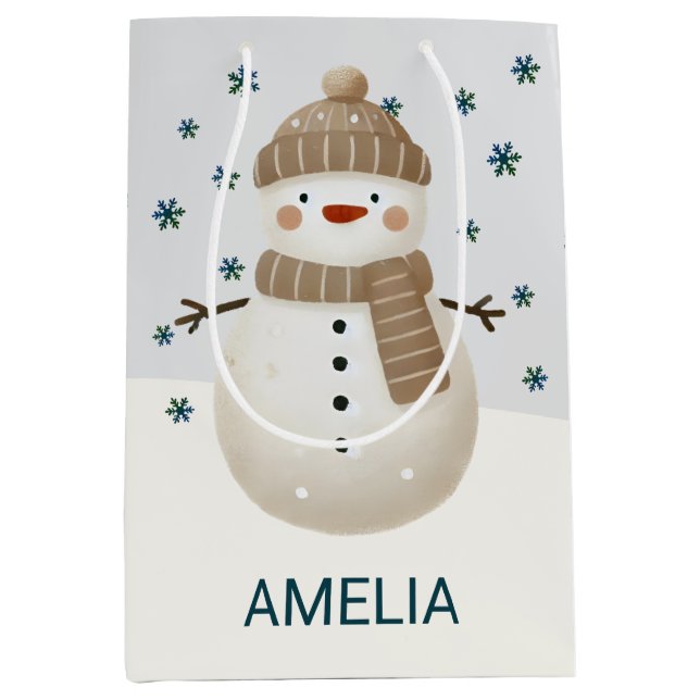 Cute Snowman Snowflakes Drawing Christmas Name (Framsidan)