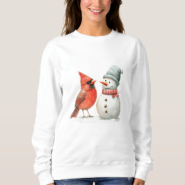 Cute Snowman with Bird Winter Christmas Scene T Shirt