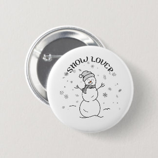 Cute Snowman with SNOW LOVER Text and Snowflakes   Knapp